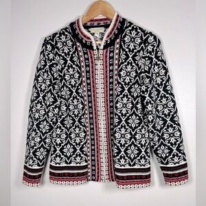 Appleseed's Black, White, and Red Nordic Cardigan